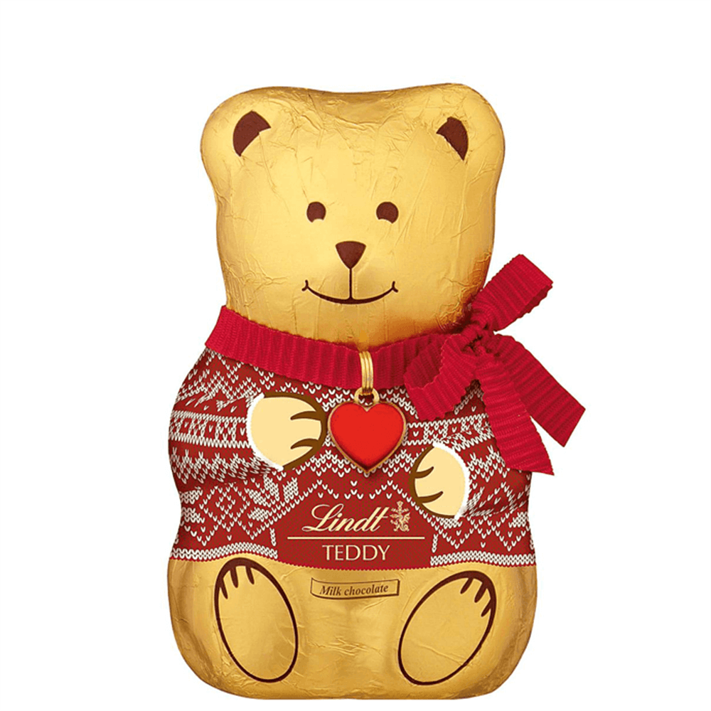 Lindt Gold Teddy Red/Blue Jumper Milk Chocolate 200g